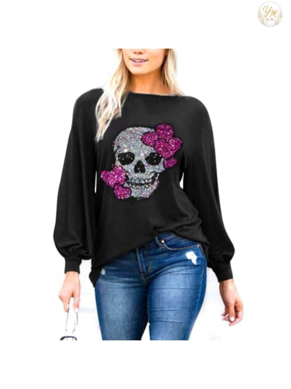 Bishop Sleeve Boat Neck Tunic Top Loose Fit Womens Casual Blouse